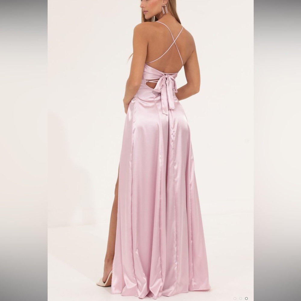 Lucy in the Sky “Dena Charmeuse Maxi Dress in Pink” size: XL